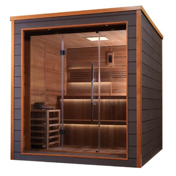 Angled Right View of Golden Designs Bergen - 6-Person Traditional Sauna