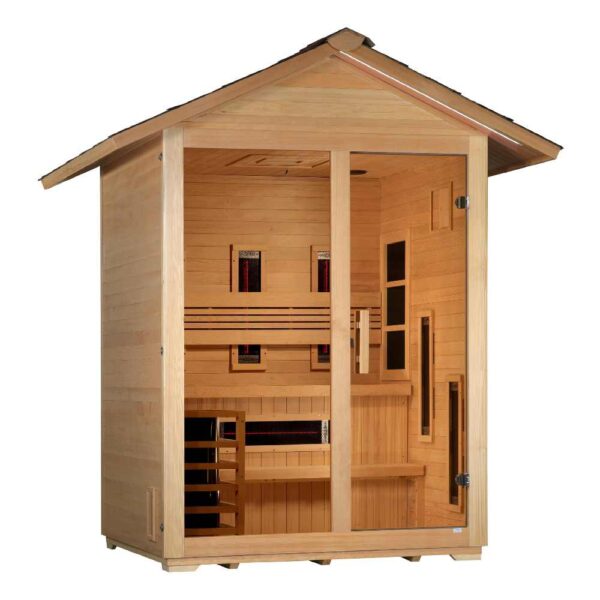 Angled Left View of Golden Designs Carinthia 3-Person Hybrid Sauna