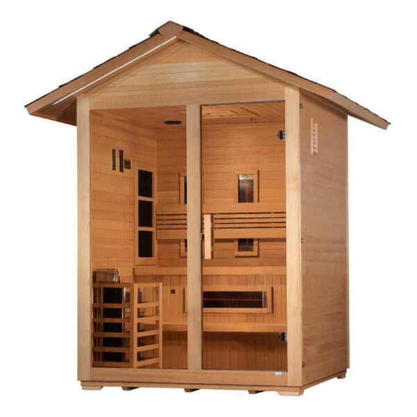 Angled Right View of Golden Designs Carinthia 3-Person Hybrid Sauna