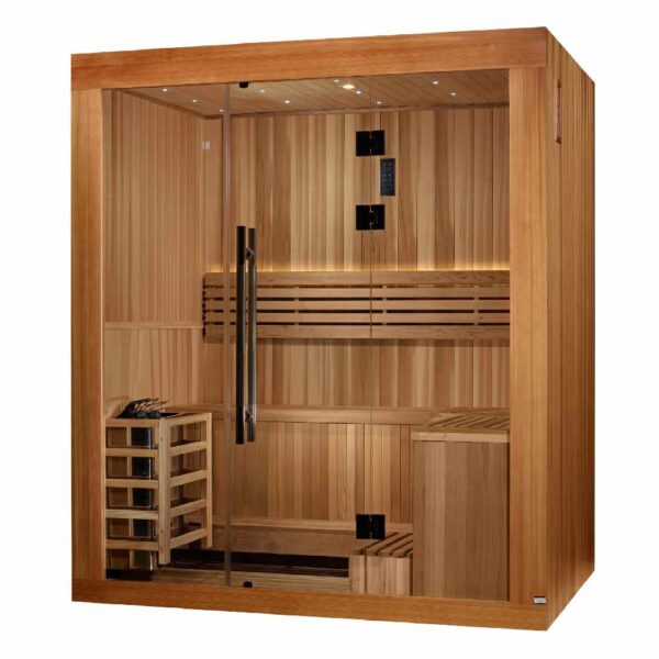 Angled Right View of Golden Designs Copenhagen 3-Person Traditional Sauna