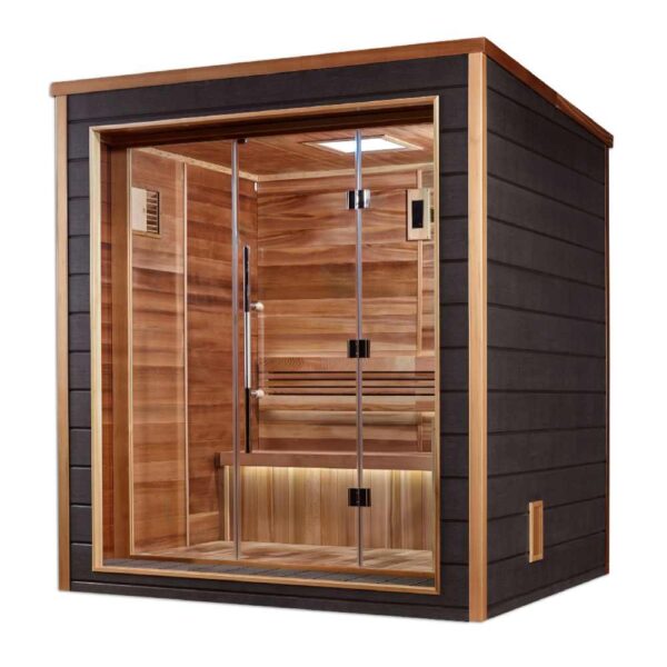 Angled Right View of Golden Designs Drammen 3-Person Traditional Outdoor Sauna