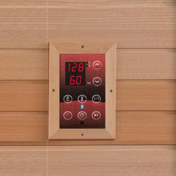 Golden Designs Infared Sauna Red Control Panel close up