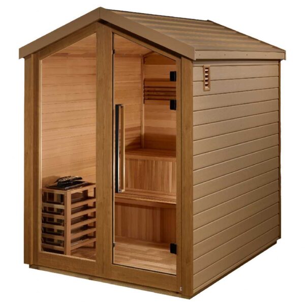 Angled Front View of Golden Designs Kaarina 6 Person Traditional Sauna