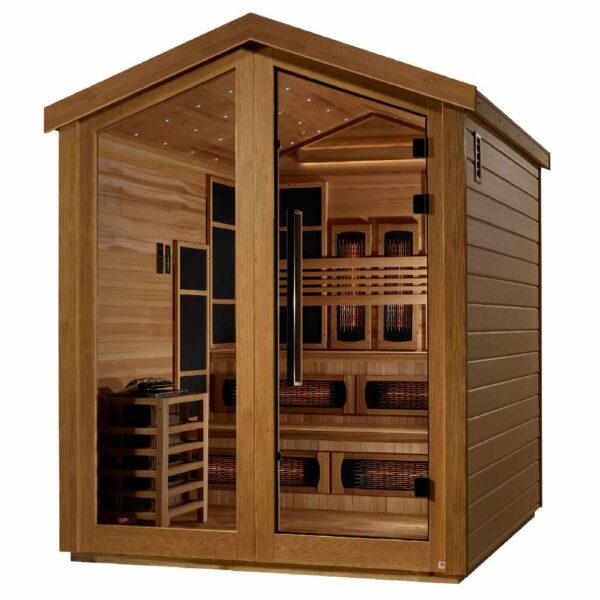 Angled Right View of Golden Designs Kaskinen 6-Person Hybrid Sauna