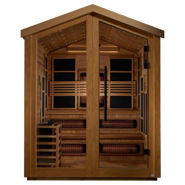 Front View of Golden Designs Kaskinen 6-Person Hybrid Sauna