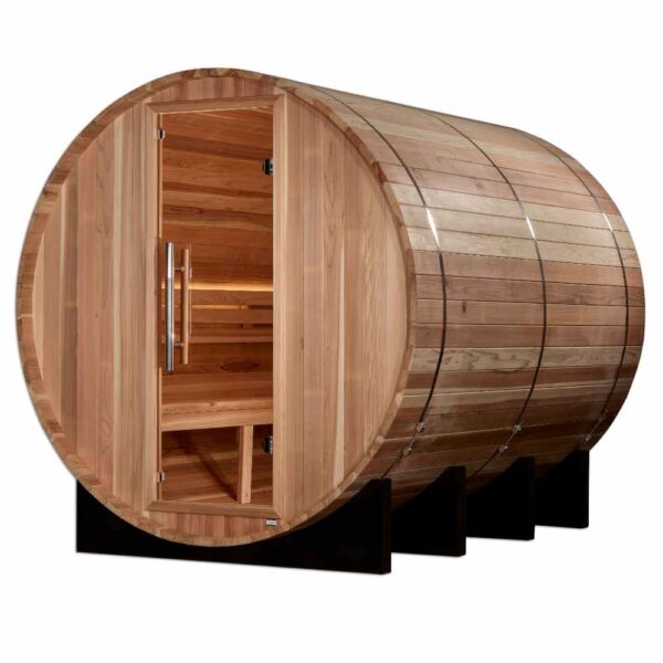 Golden Designs Klosters 6-Person Barrel Traditional Sauna on white background