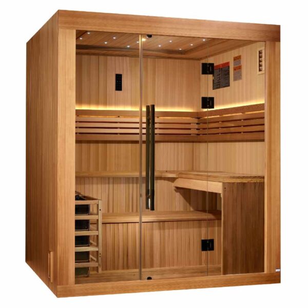 Angled Left View of Golden Designs Osla Edition 6-Person Traditional Sauna