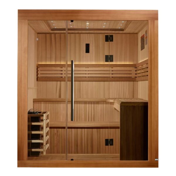 Front View of Golden Designs Osla Edition 6-Person Traditional Sauna