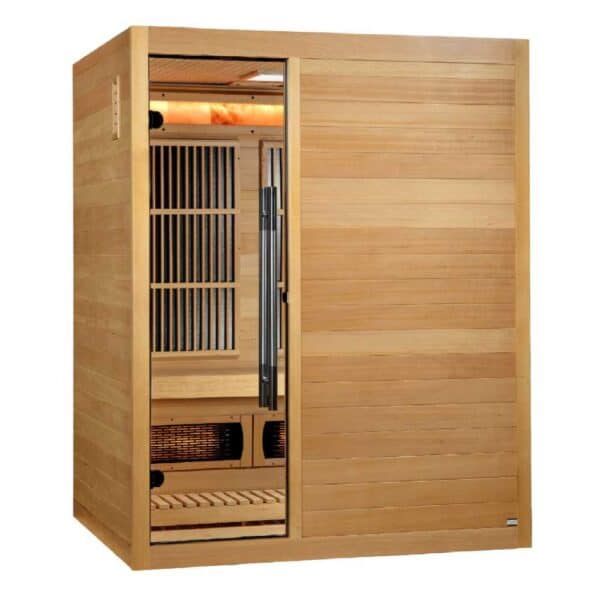 Golden Designs Soria 3 Person Full Spectrum Hybrid Sauna on white background