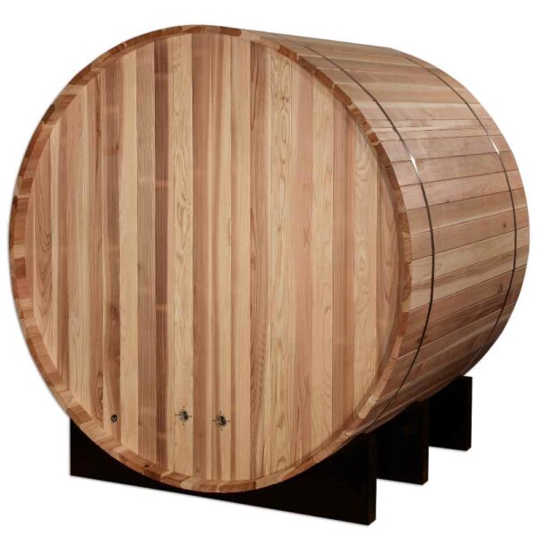 Back View of Golden Designs St. Moritz 2-Person Traditional Barrel Sauna