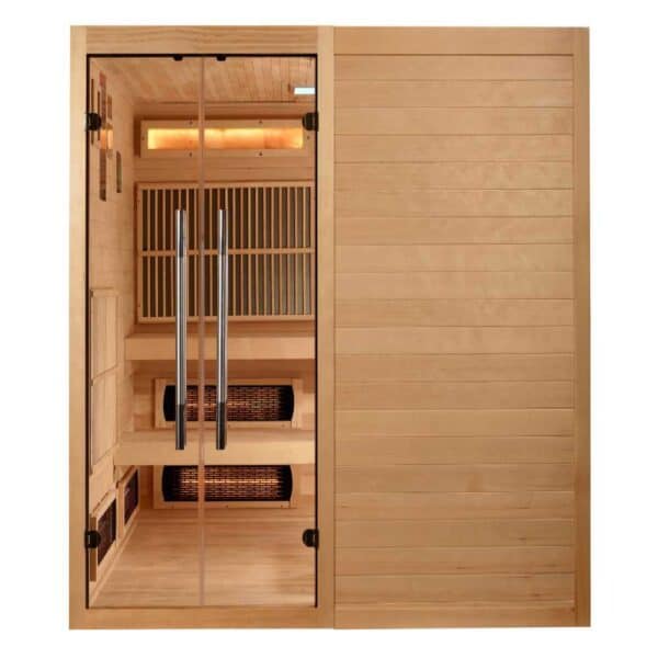 front view of Golden Designs Toledo 6 Person Full Spectrum Hybrid Sauna