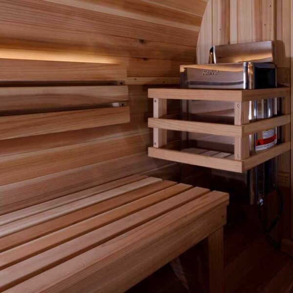 Interior View of Golden Designs Zurich 4-Person Traditional Barrel Sauna