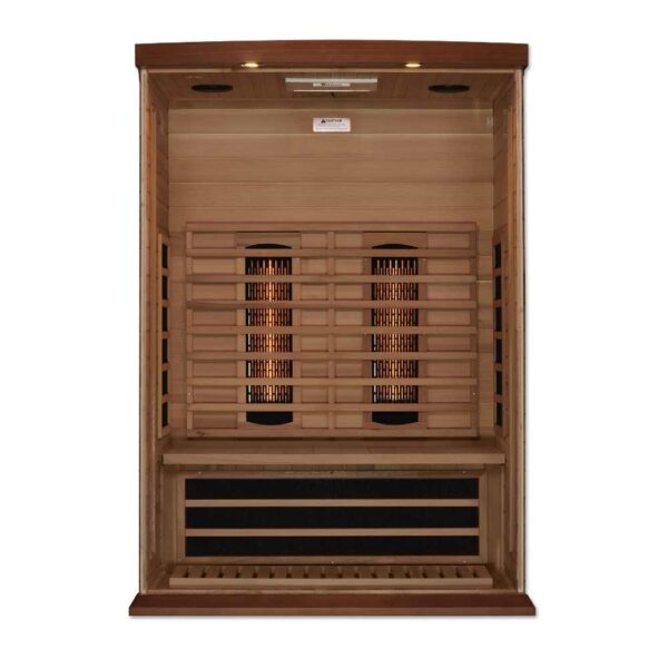 Interior View of Maxxus 2 person Full Spectrum EMF FAR Infrared Red Cedar Sauna