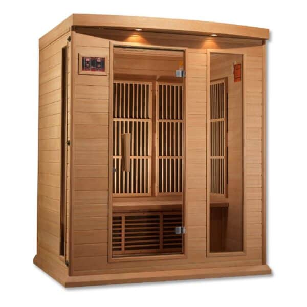 maxxus 3 person low emf infared sauna on white background