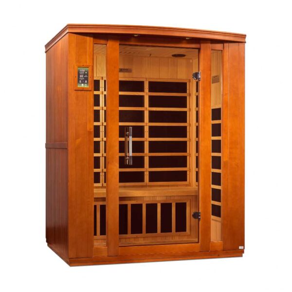 angled left view of Bellagio 3 person low EMF FAR Infrared Sauna