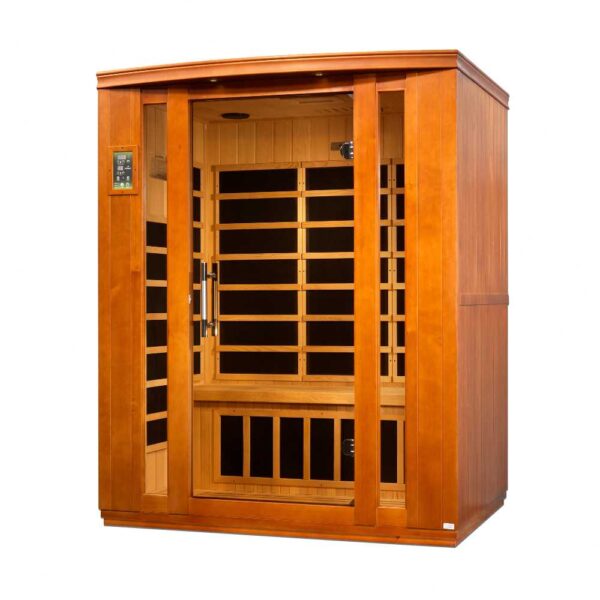 angled right view of the Dynamic Bellagio 3 person low EMF FAR Infrared Sauna