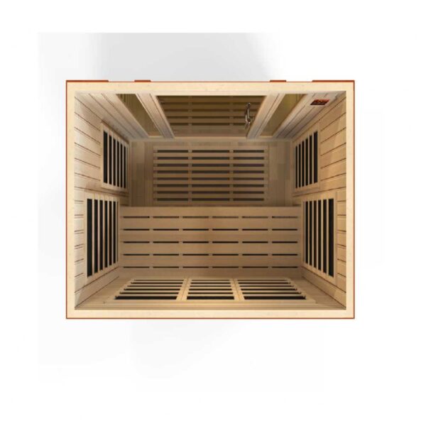 open top view of the Dynamic Bellagio 3 person low EMF FAR Infrared Sauna