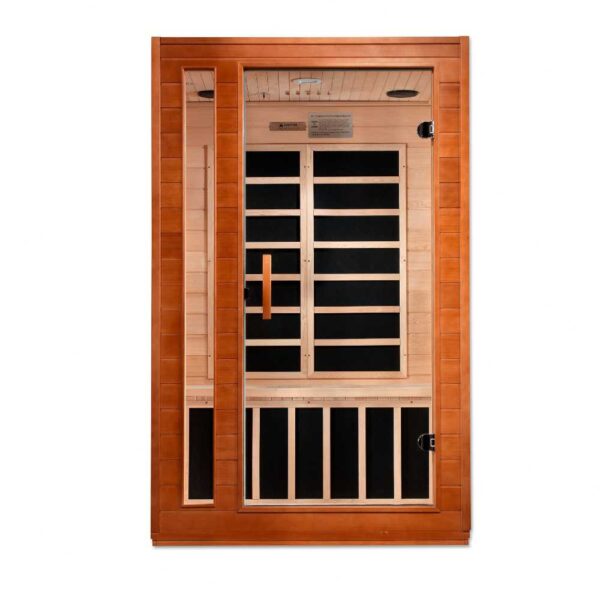 front view of Dynamic Cordoba 2 person Low EMF FAR infrared sauna on white background