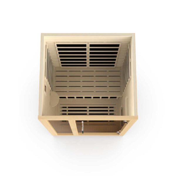 top angle view of the Dynamic Llumeneres 2 person Ultra Low EMF FAR Infrared Sauna