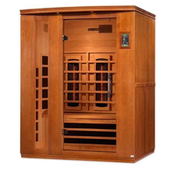 Angled Right View of Dynamic Lugano 3 Person Full Spectrum Near Zero EMF FAR Infrared Sauna