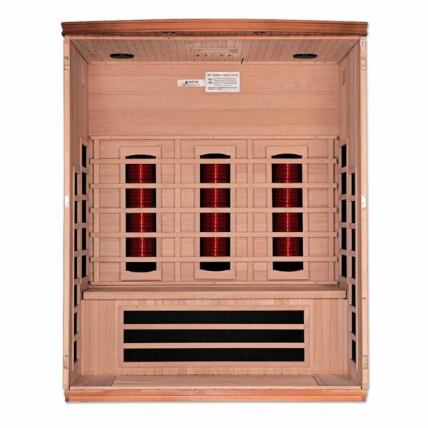 Interior View of Dynamic Lugano 3 Person Full Spectrum Near Zero EMF FAR Infrared Sauna