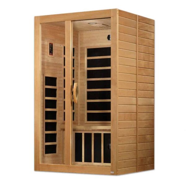 angled right view of the Dynamic Santiago 2 person low EMF FAR Infrared Sauna