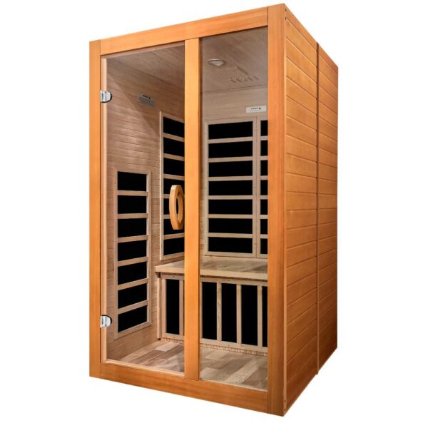 angled right view of the Dynamic Santiago 2 person ultra low EMF FAR Infrared Sauna