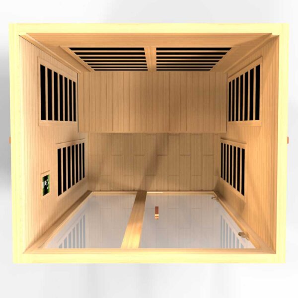 open top view of the Dynamic Santiago 2 person ultra low EMF FAR Infrared Sauna