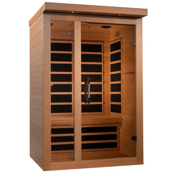 left angled view of the Dynamic Llumeneres 2 person Ultra Low EMF FAR Infrared Sauna