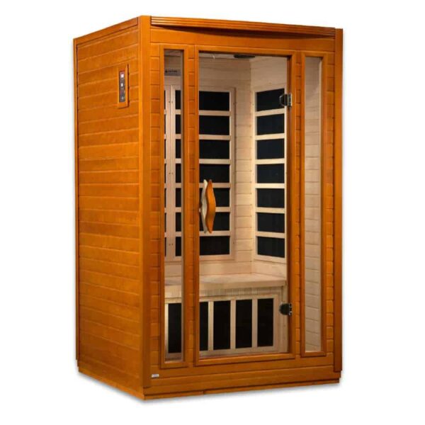 angled left view of the Dynamic San Marino 2 person low EMF FAR Infrared Sauna