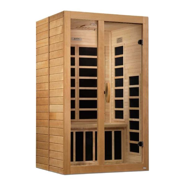 angled left view of the Dynamic Santiago 2 person low EMF FAR Infrared Sauna