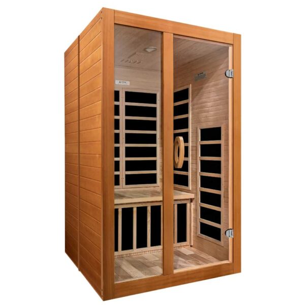 angled left view of the Dynamic Santiago 2 person ultra low EMF FAR Infrared Sauna