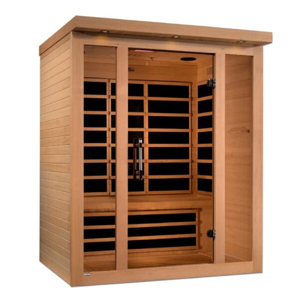 angled right view of Dynamic Vila 3-Person Ultra Low EMF FAR Infrared Sauna