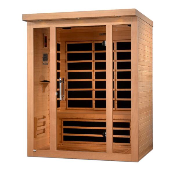 angled right view of Dynamic Vila 3-Person Ultra Low EMF FAR Infrared Sauna