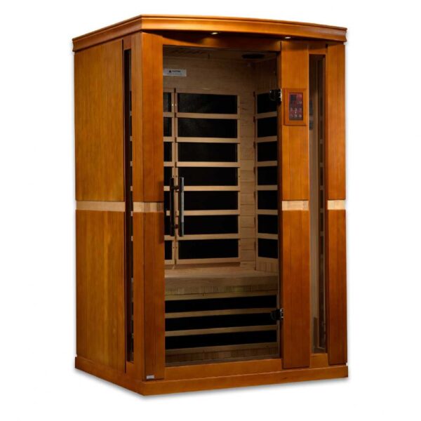 angled left view of the Dynamic Vittoria 2 person low EMF FAR Infrared Sauna