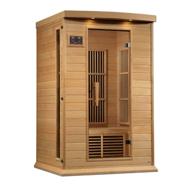 Maxxus 2 person near zero EMF FAR Infrared Sauna Angled Left