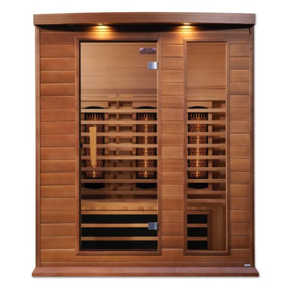 Front View of Maxxus 3 person Full Spectrum EMF FAR Infrared Red Cedar Sauna