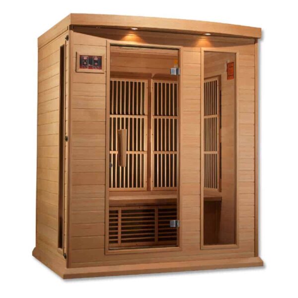 maxxus 3 person low emf infrared sauna on white background