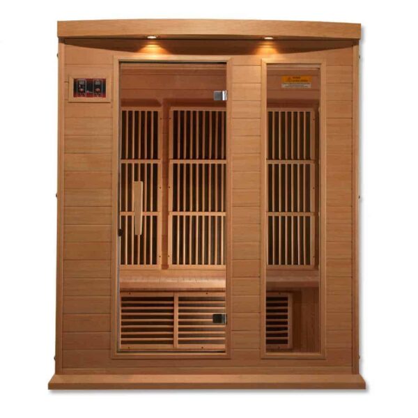 front view of Maxxus 3 person infrared sauna on white background