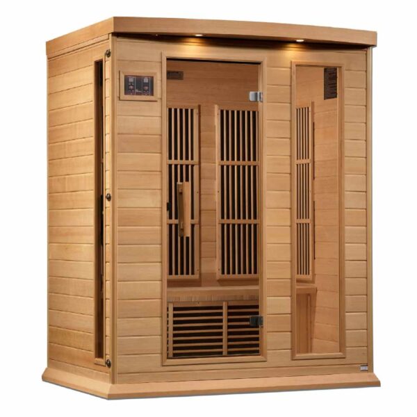 Maxxus 3 person near zero EMF FAR Infrared Sauna Angled Left