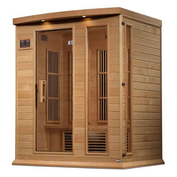 Maxxus 3 person near zero EMF FAR Infrared Sauna Angled Right