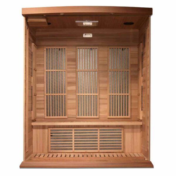 Interior View Maxxus Avignon 3 person near zero EMF FAR Infrared Red Cedar Sauna