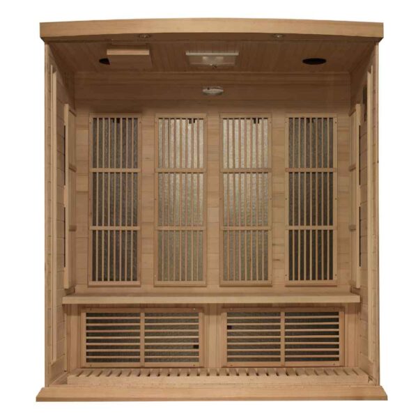 Interior View Maxxus 4 person near zero EMF FAR Infrared Sauna