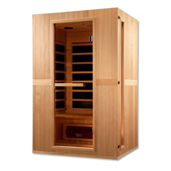 Right angled view of Maxxus Serenity 2 person Low EMF FAR Infrared Sauna