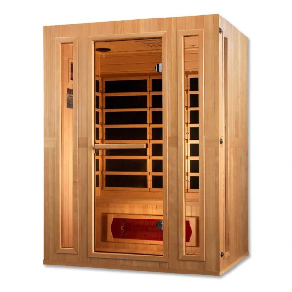 Angled Right View of Maxxus Trinity 3 person Low EMF FAR Infrared Sauna