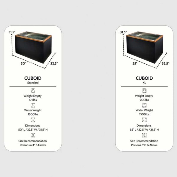 Dynamic Cuboid Cold Plunge Tubs Size Specs Comparisons